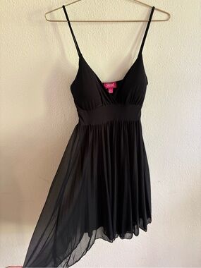 Shasa Black Mesh Slip Dress with Spaghetti Straps
